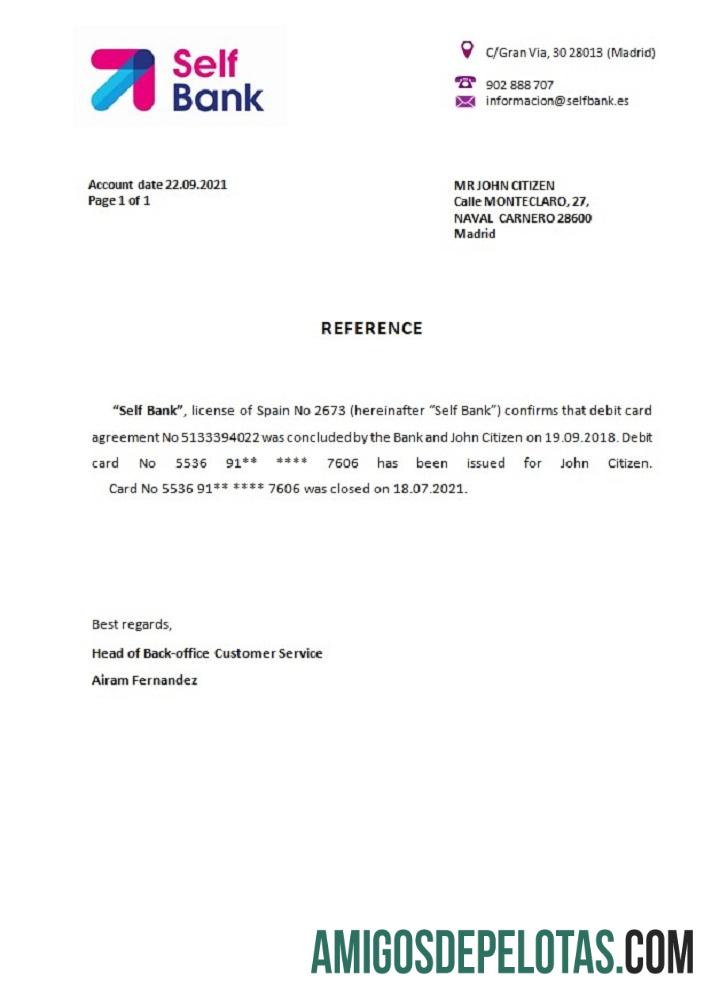 Referência de fechamento de auto-banco na Espanha exemplo